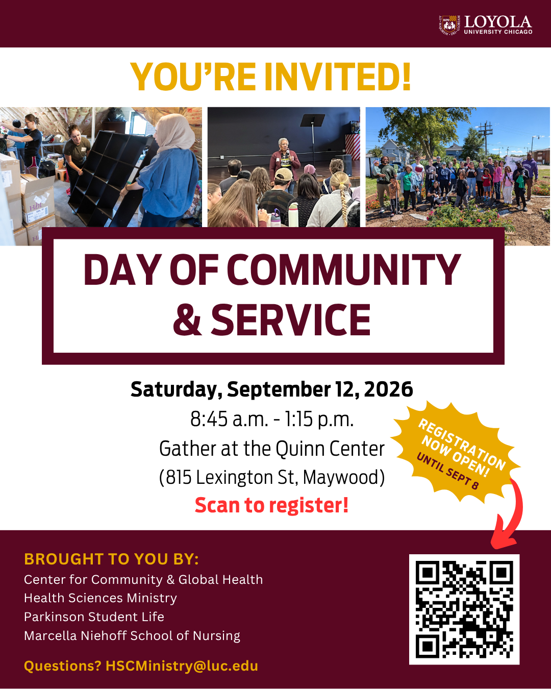 Join us on Saturday, September 12, for the Day of Community and Service! Join us on Saturday, September 12, for the Day of Community and Service!